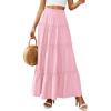 image:imagePRETTYGARDEN Boho Maxi Skirts for Women Trendy Summer 2026 Spring Long Flowy A Line Tiered Skirt Beach Vacation Clothes DressLight Pink