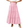 image:imagePRETTYGARDEN Boho Maxi Skirts for Women Trendy Summer 2026 Spring Long Flowy A Line Tiered Skirt Beach Vacation Clothes DressLight Pink