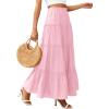 image:imagePRETTYGARDEN Boho Maxi Skirts for Women Trendy Summer 2026 Spring Long Flowy A Line Tiered Skirt Beach Vacation Clothes DressLight Pink