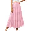 image:imagePRETTYGARDEN Boho Maxi Skirts for Women Trendy Summer 2026 Spring Long Flowy A Line Tiered Skirt Beach Vacation Clothes DressLight Pink