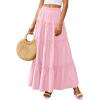 image:imagePRETTYGARDEN Boho Maxi Skirts for Women Trendy Summer 2026 Spring Long Flowy A Line Tiered Skirt Beach Vacation Clothes DressLight Pink