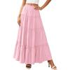 image:imagePRETTYGARDEN Boho Maxi Skirts for Women Trendy Summer 2026 Spring Long Flowy A Line Tiered Skirt Beach Vacation Clothes DressLight Pink