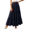 image:imagePRETTYGARDEN Boho Maxi Skirts for Women Trendy Summer 2026 Spring Long Flowy A Line Tiered Skirt Beach Vacation Clothes DressNavy Blue