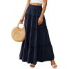 image:imagePRETTYGARDEN Boho Maxi Skirts for Women Trendy Summer 2026 Spring Long Flowy A Line Tiered Skirt Beach Vacation Clothes DressNavy Blue