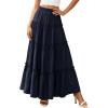 image:imagePRETTYGARDEN Boho Maxi Skirts for Women Trendy Summer 2026 Spring Long Flowy A Line Tiered Skirt Beach Vacation Clothes DressNavy Blue