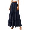 image:imagePRETTYGARDEN Boho Maxi Skirts for Women Trendy Summer 2026 Spring Long Flowy A Line Tiered Skirt Beach Vacation Clothes DressNavy Blue