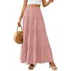 image:imagePRETTYGARDEN Boho Maxi Skirts for Women Trendy Summer 2026 Spring Long Flowy A Line Tiered Skirt Beach Vacation Clothes DressPink