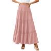 image:imagePRETTYGARDEN Boho Maxi Skirts for Women Trendy Summer 2026 Spring Long Flowy A Line Tiered Skirt Beach Vacation Clothes DressPink