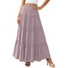 image:imagePRETTYGARDEN Boho Maxi Skirts for Women Trendy Summer 2026 Spring Long Flowy A Line Tiered Skirt Beach Vacation Clothes DressPurple