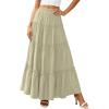 image:imagePRETTYGARDEN Boho Maxi Skirts for Women Trendy Summer 2026 Spring Long Flowy A Line Tiered Skirt Beach Vacation Clothes DressSage Green
