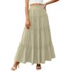 image:imagePRETTYGARDEN Boho Maxi Skirts for Women Trendy Summer 2026 Spring Long Flowy A Line Tiered Skirt Beach Vacation Clothes DressSage Green
