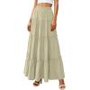 image:imagePRETTYGARDEN Boho Maxi Skirts for Women Trendy Summer 2026 Spring Long Flowy A Line Tiered Skirt Beach Vacation Clothes DressSage Green