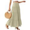 image:imagePRETTYGARDEN Boho Maxi Skirts for Women Trendy Summer 2026 Spring Long Flowy A Line Tiered Skirt Beach Vacation Clothes DressSage Green