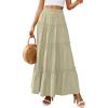 image:imagePRETTYGARDEN Boho Maxi Skirts for Women Trendy Summer 2026 Spring Long Flowy A Line Tiered Skirt Beach Vacation Clothes DressSage Green