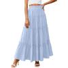 image:imagePRETTYGARDEN Boho Maxi Skirts for Women Trendy Summer 2026 Spring Long Flowy A Line Tiered Skirt Beach Vacation Clothes DressSky Blue