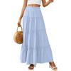 image:imagePRETTYGARDEN Boho Maxi Skirts for Women Trendy Summer 2026 Spring Long Flowy A Line Tiered Skirt Beach Vacation Clothes DressSky Blue