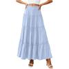 image:imagePRETTYGARDEN Boho Maxi Skirts for Women Trendy Summer 2026 Spring Long Flowy A Line Tiered Skirt Beach Vacation Clothes DressSky Blue
