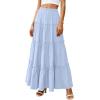 image:imagePRETTYGARDEN Boho Maxi Skirts for Women Trendy Summer 2026 Spring Long Flowy A Line Tiered Skirt Beach Vacation Clothes DressSky Blue