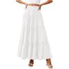 image:imagePRETTYGARDEN Boho Maxi Skirts for Women Trendy Summer 2026 Spring Long Flowy A Line Tiered Skirt Beach Vacation Clothes DressWhite