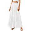 image:imagePRETTYGARDEN Boho Maxi Skirts for Women Trendy Summer 2026 Spring Long Flowy A Line Tiered Skirt Beach Vacation Clothes DressWhite
