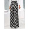image:imagePRETTYGARDEN Casual Womens Pants 2026 Elastic Waist Palazzo Long Pajama Wide Leg Trousers Knit Fall Outfits with PocketsBig Plaid Black