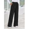 image:imagePRETTYGARDEN Casual Womens Pants 2026 Elastic Waist Palazzo Long Pajama Wide Leg Trousers Knit Fall Outfits with PocketsDot Black White
