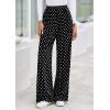 image:imagePRETTYGARDEN Casual Womens Pants 2026 Elastic Waist Palazzo Long Pajama Wide Leg Trousers Knit Fall Outfits with PocketsDot Black White