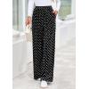 image:imagePRETTYGARDEN Casual Womens Pants 2026 Elastic Waist Palazzo Long Pajama Wide Leg Trousers Knit Fall Outfits with PocketsDot Black White