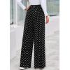 image:imagePRETTYGARDEN Casual Womens Pants 2026 Elastic Waist Palazzo Long Pajama Wide Leg Trousers Knit Fall Outfits with PocketsDot Black White