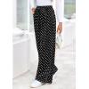 image:imagePRETTYGARDEN Casual Womens Pants 2026 Elastic Waist Palazzo Long Pajama Wide Leg Trousers Knit Fall Outfits with PocketsDot Black White