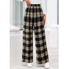 image:imagePRETTYGARDEN Casual Womens Pants 2026 Elastic Waist Palazzo Long Pajama Wide Leg Trousers Knit Fall Outfits with PocketsPlaid Beige Black