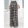 image:imagePRETTYGARDEN Casual Womens Pants 2026 Elastic Waist Palazzo Long Pajama Wide Leg Trousers Knit Fall Outfits with PocketsPlaid Black