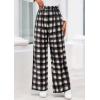 image:imagePRETTYGARDEN Casual Womens Pants 2026 Elastic Waist Palazzo Long Pajama Wide Leg Trousers Knit Fall Outfits with PocketsPlaid Black