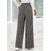 image:imagePRETTYGARDEN Casual Womens Pants 2026 Elastic Waist Palazzo Long Pajama Wide Leg Trousers Knit Fall Outfits with PocketsPlaid Black Apricot