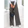 image:imagePRETTYGARDEN Casual Womens Pants 2026 Elastic Waist Palazzo Long Pajama Wide Leg Trousers Knit Fall Outfits with PocketsPlaid Black Apricot