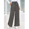 image:imagePRETTYGARDEN Casual Womens Pants 2026 Elastic Waist Palazzo Long Pajama Wide Leg Trousers Knit Fall Outfits with PocketsPlaid Black Apricot