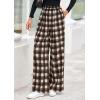 image:imagePRETTYGARDEN Casual Womens Pants 2026 Elastic Waist Palazzo Long Pajama Wide Leg Trousers Knit Fall Outfits with PocketsPlaid Brown