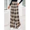 image:imagePRETTYGARDEN Casual Womens Pants 2026 Elastic Waist Palazzo Long Pajama Wide Leg Trousers Knit Fall Outfits with PocketsPlaid Brown Apricot
