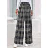 image:imagePRETTYGARDEN Casual Womens Pants 2026 Elastic Waist Palazzo Long Pajama Wide Leg Trousers Knit Fall Outfits with PocketsPlaid Navy