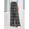 image:imagePRETTYGARDEN Casual Womens Pants 2026 Elastic Waist Palazzo Long Pajama Wide Leg Trousers Knit Fall Outfits with PocketsPlaid Navy