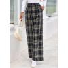 image:imagePRETTYGARDEN Casual Womens Pants 2026 Elastic Waist Palazzo Long Pajama Wide Leg Trousers Knit Fall Outfits with PocketsPlaid Navy