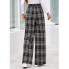 image:imagePRETTYGARDEN Casual Womens Pants 2026 Elastic Waist Palazzo Long Pajama Wide Leg Trousers Knit Fall Outfits with PocketsPlaid Navy