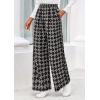 image:imagePRETTYGARDEN Casual Womens Pants 2026 Elastic Waist Palazzo Long Pajama Wide Leg Trousers Knit Fall Outfits with PocketsSmall Plaid Black