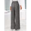 image:imagePRETTYGARDEN Casual Womens Pants 2026 Elastic Waist Palazzo Long Pajama Wide Leg Trousers Knit Fall Outfits with PocketsSmall Plaid Black