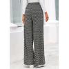 image:imagePRETTYGARDEN Casual Womens Pants 2026 Elastic Waist Palazzo Long Pajama Wide Leg Trousers Knit Fall Outfits with PocketsStriped Black
