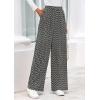 image:imagePRETTYGARDEN Casual Womens Pants 2026 Elastic Waist Palazzo Long Pajama Wide Leg Trousers Knit Fall Outfits with PocketsStriped Black