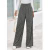 image:imagePRETTYGARDEN Casual Womens Pants 2026 Elastic Waist Palazzo Long Pajama Wide Leg Trousers Knit Fall Outfits with PocketsStriped Black