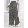 image:imagePRETTYGARDEN Casual Womens Pants 2026 Elastic Waist Palazzo Long Pajama Wide Leg Trousers Knit Fall Outfits with PocketsStriped Black