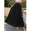 image:imagePRETTYGARDEN Long Skirts for Women Summer Vacation Outfits 2026 Spring Chiffon Elastic Waist Flowy ALine Pleated Midi SkirtBlack