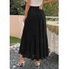 image:imagePRETTYGARDEN Long Skirts for Women Summer Vacation Outfits 2026 Spring Chiffon Elastic Waist Flowy ALine Pleated Midi SkirtBlack